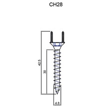 Technische Zeichnung einer Schraube mit Maßangaben