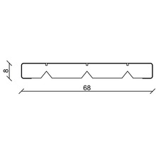 Technische Zeichnung eines Profils mit den Maßen acht mal 68 Millimeter