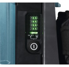 Akkuladestandsanzeige mit vier Stufen und Einschalttaste