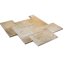 FLAIRSTONE Travertin Terrassenplatte Napoli römischer Verband Set = 1,48 m²