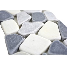 Nahaufnahme von Mosaikfliesen aus Naturstein