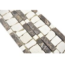 Mosaikfliese mit Natursteinoptik in Beige und Braun
