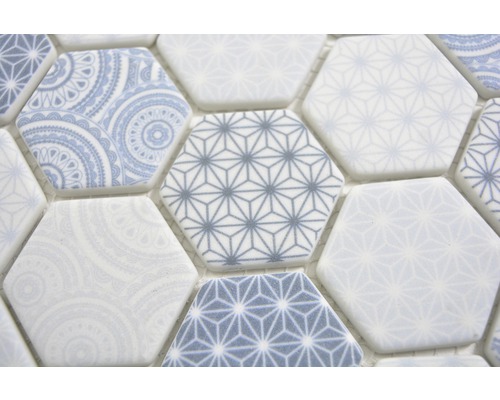 Glasmosaik Emily HX45 Hexagon 32,40x28 cm hellblau