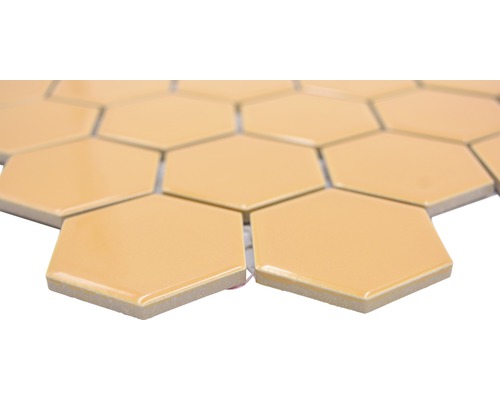 Keramikmosaik Hexagon HX 570 32,5x28,1 cm ockerorange glänzend