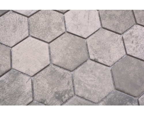 Keramikmosaik HX Curio ZDG Hexagon 32,5x28,1 cm Grau