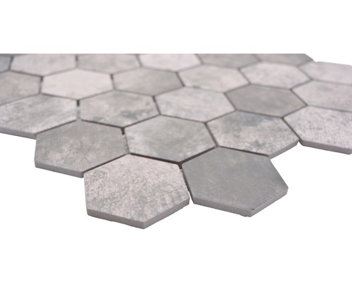 Keramikmosaik HX Curio ZDG Hexagon 32,5x28,1 cm Grau