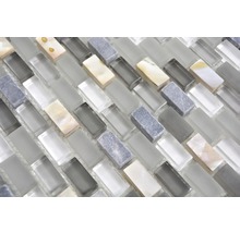 Mosaikfliese mit Glas-, Naturstein- und Muschelelementen