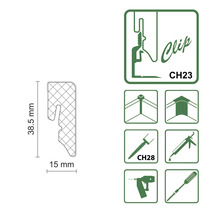 Technische Zeichnung einer Clip Befestigung mit Maßangaben