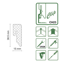 Clip CH23 mit Schraube und Werkzeugsymbole