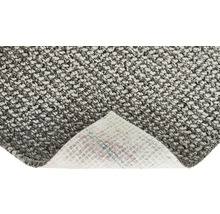 Grauer Teppich mit gewebter Textur und Unterseite