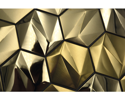 Metallmosaik HXM 30GO Hexagon 3D Stahl Gold glänzend 25,7x29,7cm