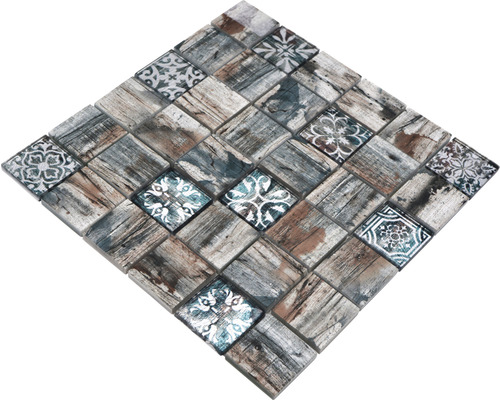 Glasmosaik XCM Wood 900 Quadrat Crystal mix grey/brown/green 29,8x29,8cm