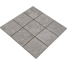 Neun graue Fliesen, quadratisch angeordnet