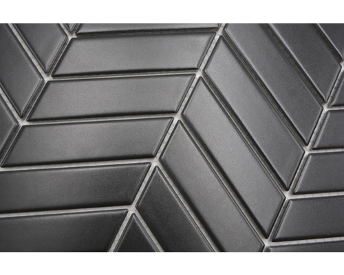 Keramikmosaik CHEV 29 Chevron uni schwarz matt 28,85x30,25cm