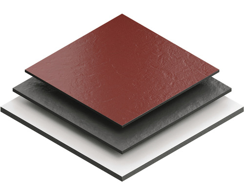Dekorplatten in den Farben Rot, Grau und Weiß