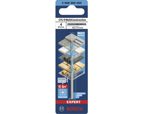 Bosch CYL-9 MultiConstruction Bohrer, Durchmesser 4 mm, Länge 40 bis 75 mm