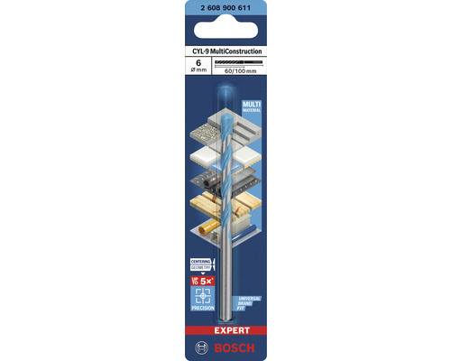 Bosch CYL-9 MultiConstruction Bohrer, 6 Millimeter Durchmesser