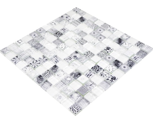 Glasmosaik Quadrat Crystal Mix superwhite