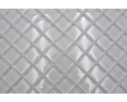 Glasmosaik Quadrat Crystal uni superwhite