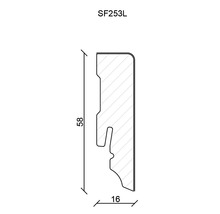 Abmessungsprofil der Zierleiste mit den Maßen 58 x 16 Millimeter