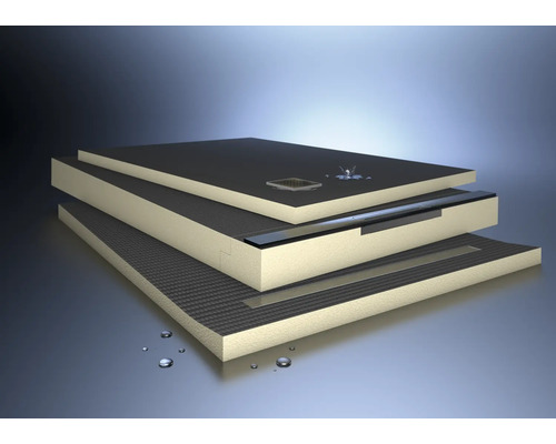 Aufgeschnittene Duschwanne zur Darstellung der Schichten