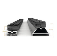 Profilsystem mit einer Höhe von 41 Millimetern und einem Profilsystem mit Trittschalldämmung und einer Höhe von 28 Millimetern