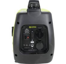 Rückansicht eines Stromgenerators mit Steckdosen und Bedienelementen