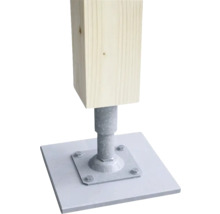 Verstellbarer Pfostenträger mit Holzpfosten