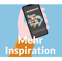 Smartphone mit Bodenhaus Anzeige für mehr Inspiration