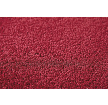 Nahaufnahme eines roten Teppichs mit hohem Flor.