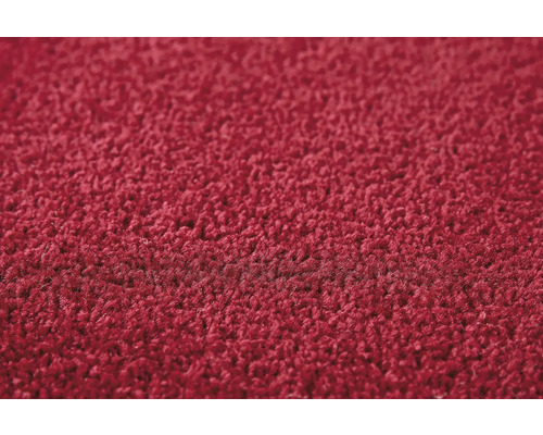 Nahaufnahme eines roten Teppichs mit hohem Flor.
