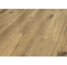 Nahaufnahme von Laminatboden in Holzoptik