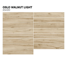 Hellbraune Bodenfliesen mit Holzoptik im Format 20x120