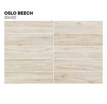 Oslo Buche Feinsteinzeugfliesen im Format 30x120 cm.