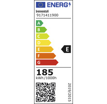 Brennenstuhl Energielabel mit der Energieeffizienzklasse E und einem Verbrauch von 185 Kilowattstunden pro 1000 Stunden