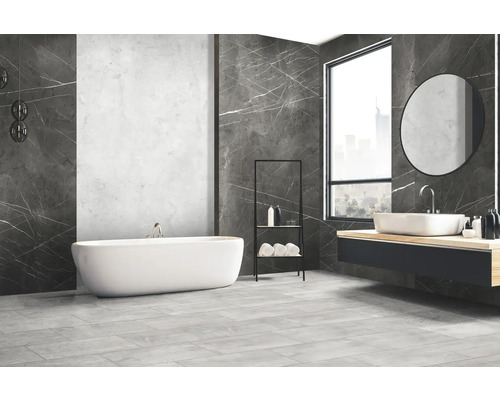 Wandpaneel Duschrückwand SPC Rocko Grey Pietra Marble wasserfest 4x1230x2800 mm