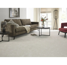 Wohnzimmer mit Sofa, Tisch und Teppich