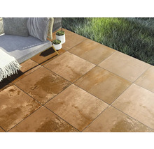 Produktbild: Feinsteinzeug Terrassenplatte Metallic Corten Brown rektifizierte Kante 60 x 60 x 2cm