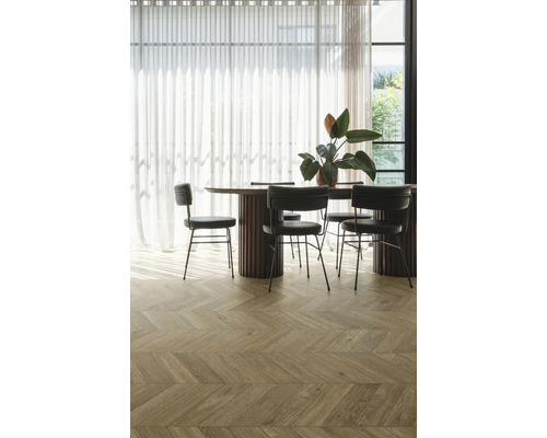 Bodenfliese Ragno Ossimori beige Chevron 11x54 cm