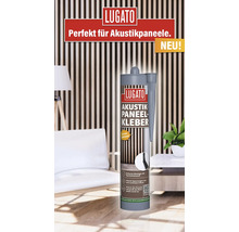 Lugato Akustikpaneelkleber Kartusche vor Akustikpaneelen