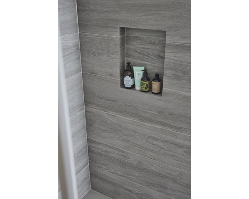 MIRAVA Feinsteinzeug Wand- und Bodenfliese BERGEN Grey 29,5 x 120 x 0,9 cm matt rektifiziert