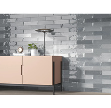 Wandgestaltung mit grauen Fliesen im Innenraum.