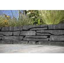 Natursteinmauer mit Bepflanzung im Garten