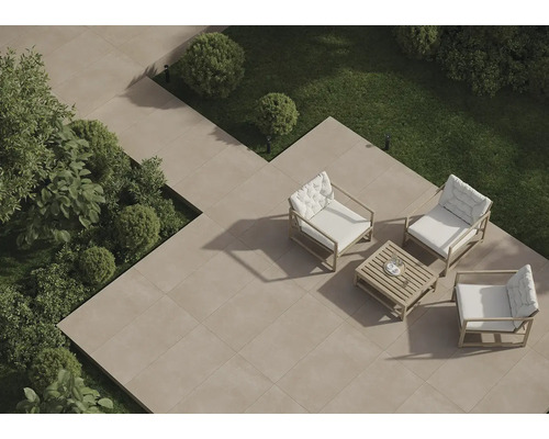 FLAIRSTONE Feinsteinzeug Terrassenplatte Borkum 2.0 beige rektifizierte Kante 60 cm x 60 cm x 2 cm