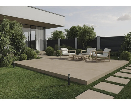 FLAIRSTONE Feinsteinzeug Terrassenplatte Borkum 2.0 beige rektifizierte Kante 60 cm x 60 cm x 2 cm