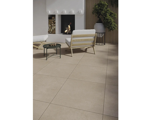 FLAIRSTONE Feinsteinzeug Terrassenplatte Borkum 2.0 beige rektifizierte Kante 60 cm x 60 cm x 2 cm