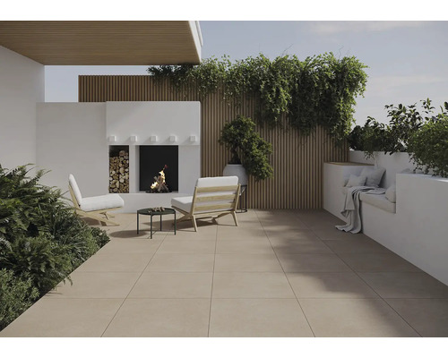 FLAIRSTONE Feinsteinzeug Terrassenplatte Borkum 2.0 beige rektifizierte Kante 60 cm x 60 cm x 2 cm