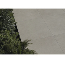 Verlegte Terrassenplatten neben Pflanzen