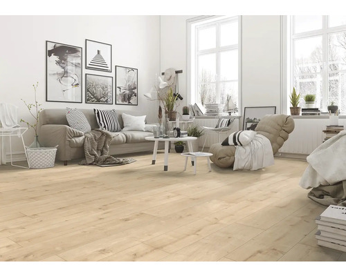 Laminat Eiche natur hell Landhausdiele 1286 x 194 x 7 mm