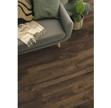 Detailaufnahme eines Raumes mit Laminatboden, Sofa und Zimmerpflanze